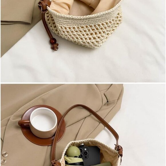 Lightweight Cotton Crochet Tote Bag with Adjustable Strap - Perfect for Travel - Picture 6 of 7